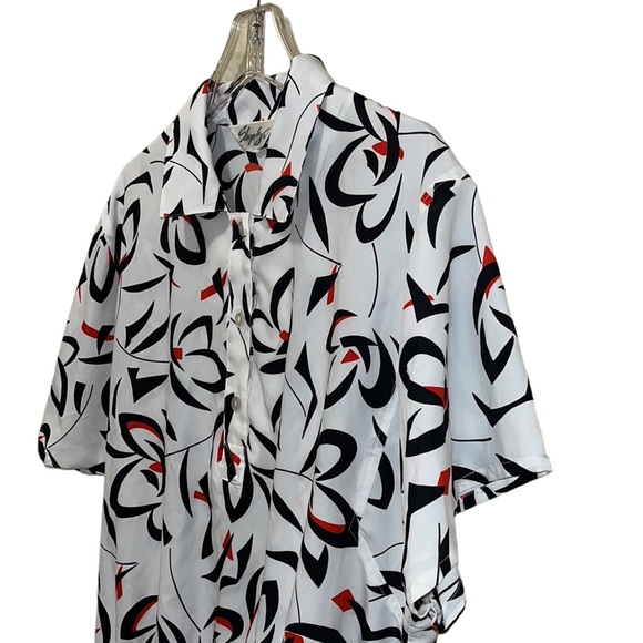 Vintage 80s SHAPELY Print Blouse/Top~Banded Bottom - Picture 3 of 7